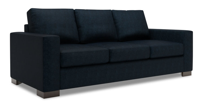 Made in Canada Customizable Sofa Lab Track 85\" Chenille Fabric Sofa Bed with Track Arms - Luxury Indigo Blue