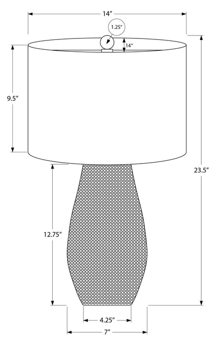 24\" Black Textured Table Lamp with Drum Shade