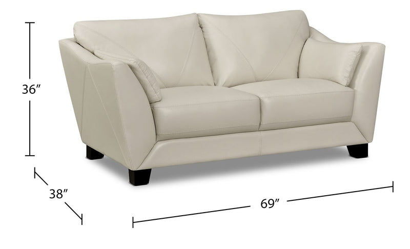 Chateau d'Ax Lusso 69\" 100% Genuine Leather Loveseat with Wood Legs - Smoke Grey