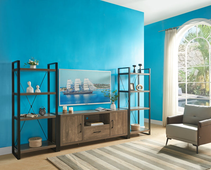 Alvin 66\" Modern 3-Piece Entertainment Centre with Storage and Cable Management for TVs up to 70\"- Hazelnut