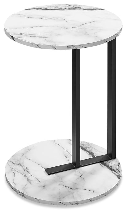 Jerri 18.25\" C-Shaped Chairside Table - White Marble-Look