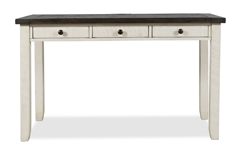 Madison County 50\" Office Office Desk with 3-Drawers - Vintage White with Barnwood Brown