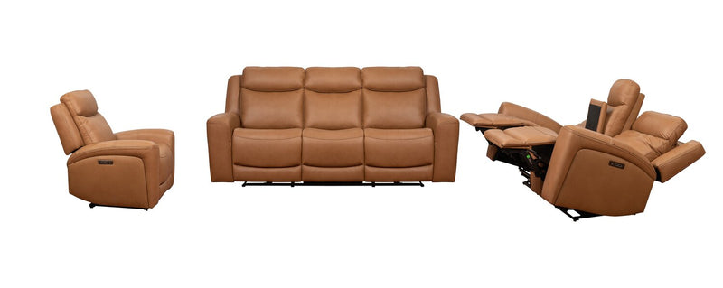 Scott Living Prescott 42.5\" Genuine Leather Power Reclining Chair with Power Headrest - Butternut Brown
