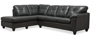 Made in Canada Addison 2-Piece Left-Facing Leather-Look Fabric Sectional with Removable Seat Cushions - Grey