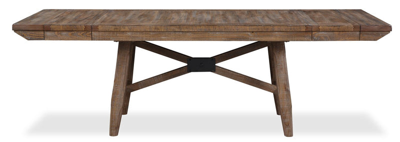 Cedar 7pc Dining Set with Table & 6 Chairs, Pine Wood, Trestle-Base, 72.07\"W - Brown