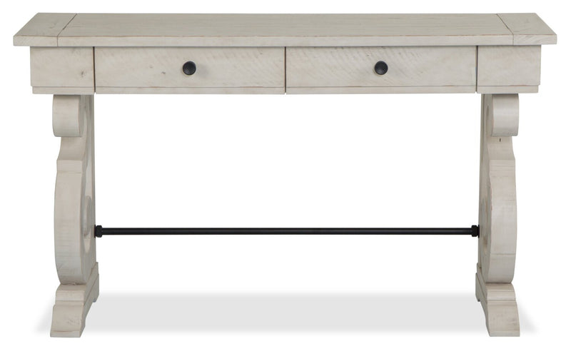 Bronwyn 50\" Traditional Sofa Table with Storage - Alabaster Pine with Scroll Design Wood Base