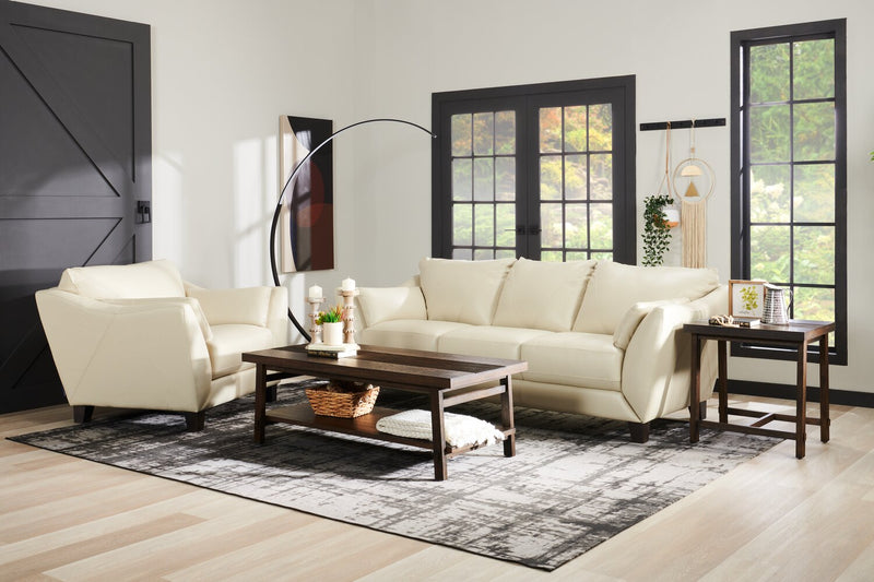 Chateau d'Ax Lusso 92\" 100% Genuine Leather Chair with Wood Legs - Smoke Grey