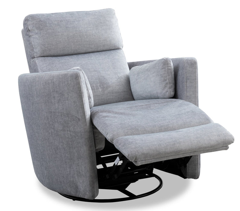 Ember 36\" Fabric Swivel Glider Reclining Chair - Silver Cotton