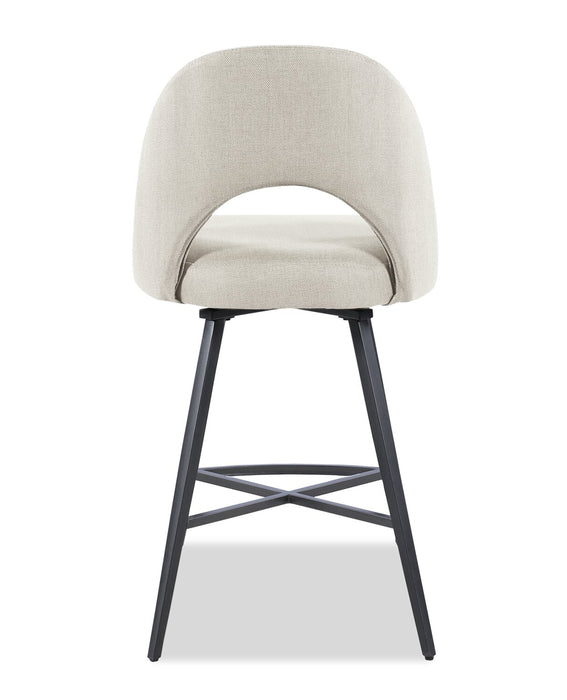 Elijah Counter-Height Stool with Swivel Seat, Linen-Look Fabric, Metal - Taupe