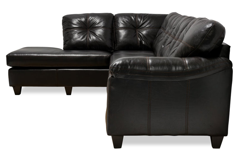 Made in Canada Addison 2-Piece Left-Facing Leather-Look Fabric Sectional with Removable Seat Cushions - Blackberry