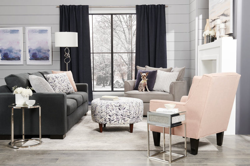 Made in Canada Customizable Sofa Lab Track 85\" Linen-Look Fabric Sofa with Track Arms - Pax Pepper Grey