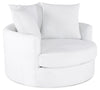 Made in Canada Grande 48\" Chenille Fabric Cuddler Accent Chair - Plush Heaven White