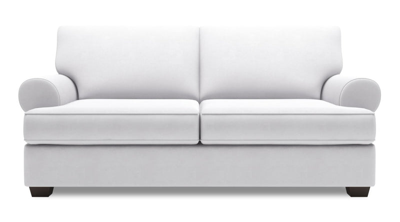 Made in Canada Customizable Sofa Lab Roll 76\" Linen-Look Fabric Condo Size Sofa with Rolled Arms - Pax Ice White