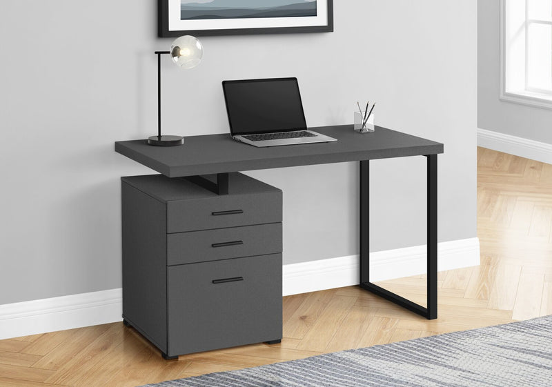 Clayton 47.25\" Reversible Office Desk with 3-Drawers - Dark Grey