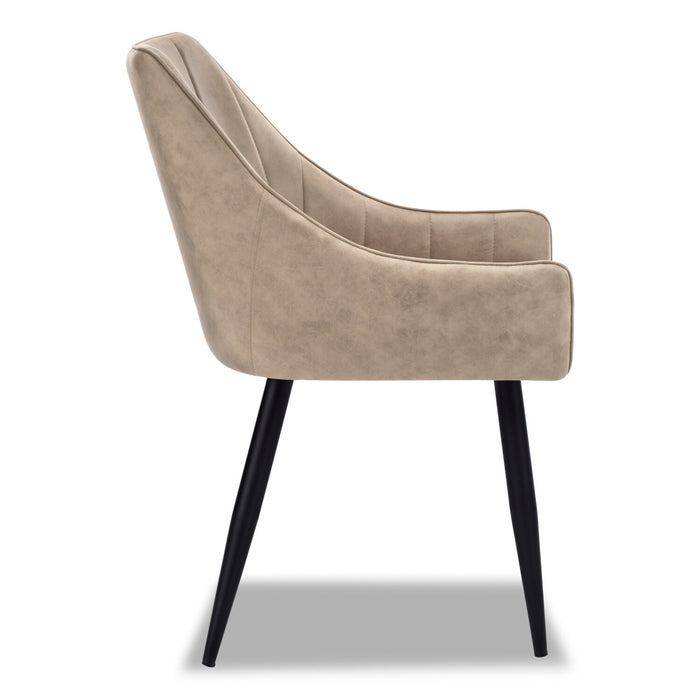 Eliot Dining Chair with Vegan-Leather Fabric, Metal - Taupe