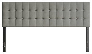 Ellis Upholstered Headboard in Grey Fabric, Button Tufted - King Size