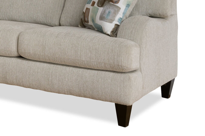 Made in Canada Nofia 2-Piece Left-Facing Chenille Fabric Sectional with  Accent Pillows and Wood Legs - Linen Beige