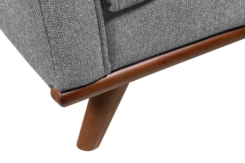 Kort & Co. Kassia 90.6\" Linen-Look Fabric Sofa with Wood Base and Legs - Grey