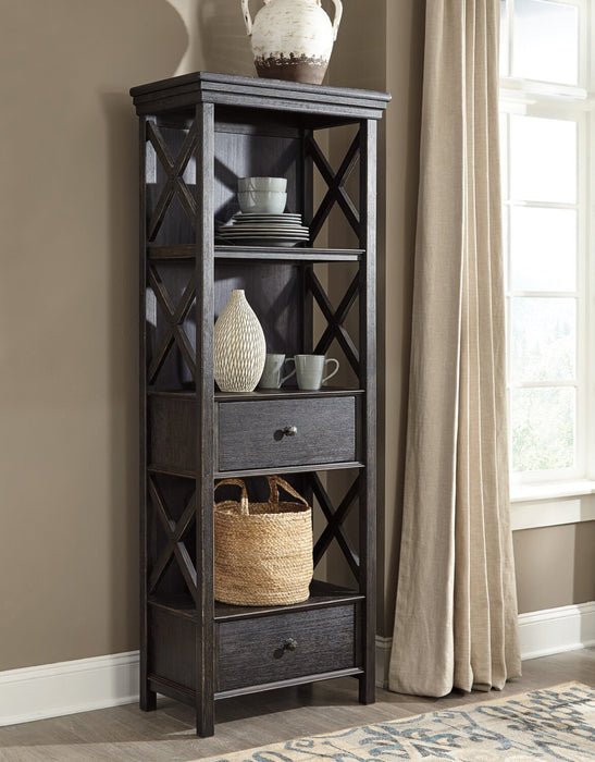 Isla Display Shelft with Storage Drawers, 25.4\"W - Rustic Black