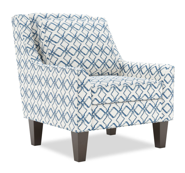 Made in Canada Sofa Lab Customizable Club 29\" Fabric Accent Chair with Wood Legs - Ocean Multicolour
