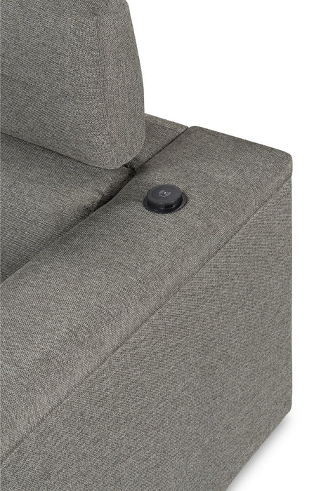 Savvy 2-Piece Left-Facing Linen-Look Fabric Sectional with Adjustable Headrests, Cupholders and USB Port - Grey