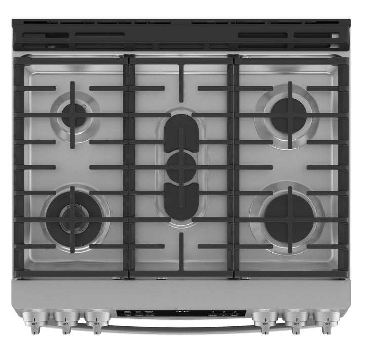 Profile 6.7 Cu. Ft. Smart Gas Range with True European Convection - Stainless Steel Fingerprint Resistant - PCGS960YPFS