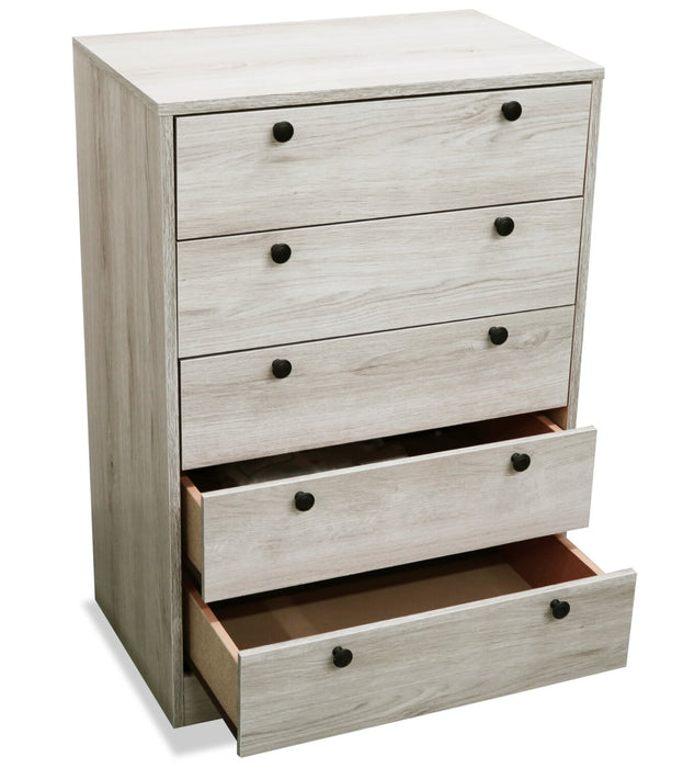 Hart Bedroom Chest of Drawers, 5-Drawer, 24.6\"W x 36.2\"H, Made in Canada - White