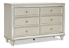 Tyra Bedroom 6-Drawer Dresser, 60.3\"W x 38.5\"H, Glam - Champagne