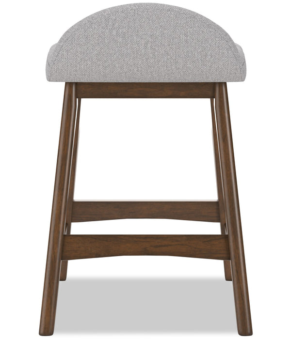 Jovi Counter-Height Stool with Linen-Look Fabric, Wood - Grey