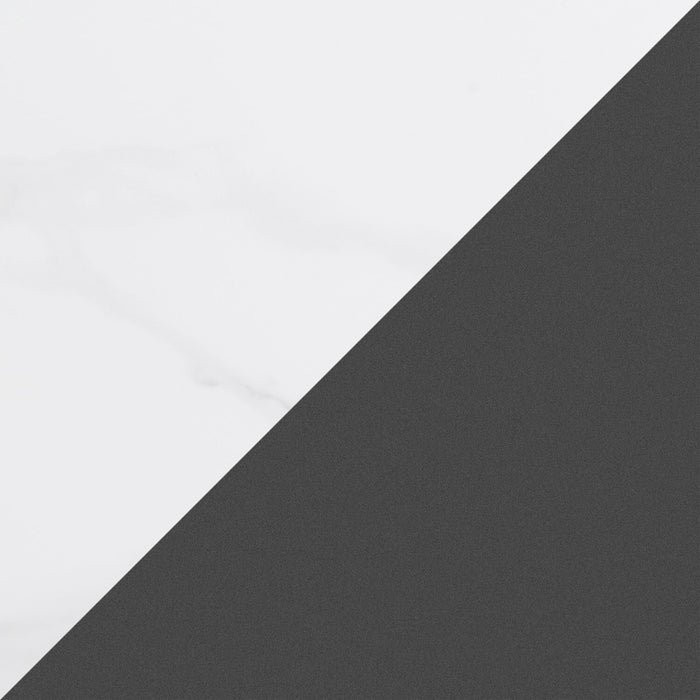 Kort & Co. Nico 51\" Modern Oval Coffee Table - White Sinetered Stone with Dark Grey Metal Legs