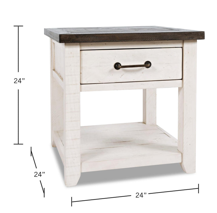 Morgan 24\" Rustic End Table with Storage and Shelf - White with Reclaimed Wood