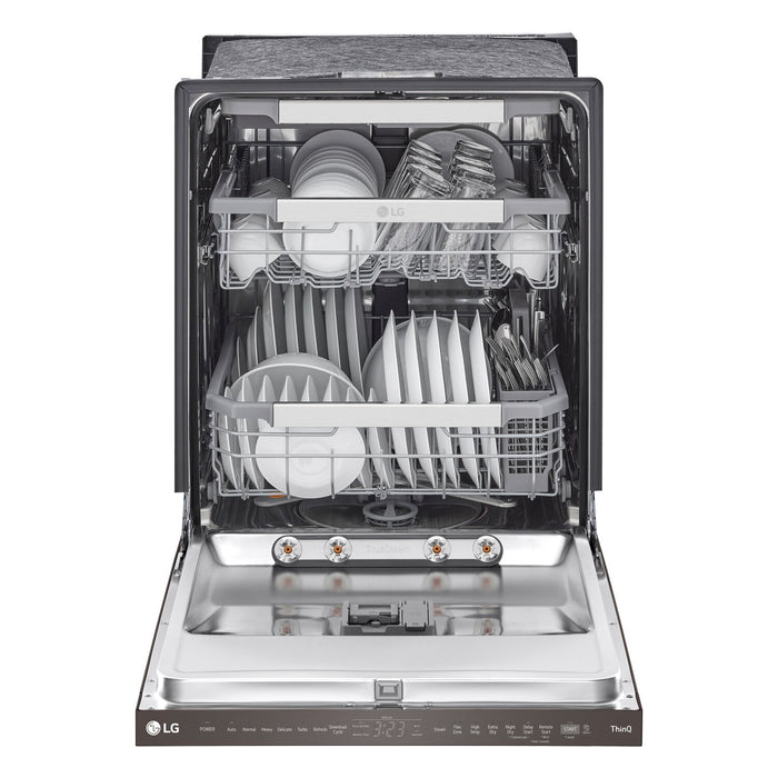 LG 24\" 44 dBA Built-In Top-Control Smart Dishwasher with QuadWash®Pro  - Smudge Proof Black Stainless Steel - LDPS6762D