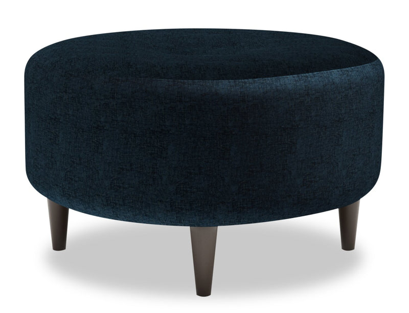 Made in Canada Customizable Sofa Lab The Curve 31\" Chenille Fabric Ottoman - Luxury Indigo Blue