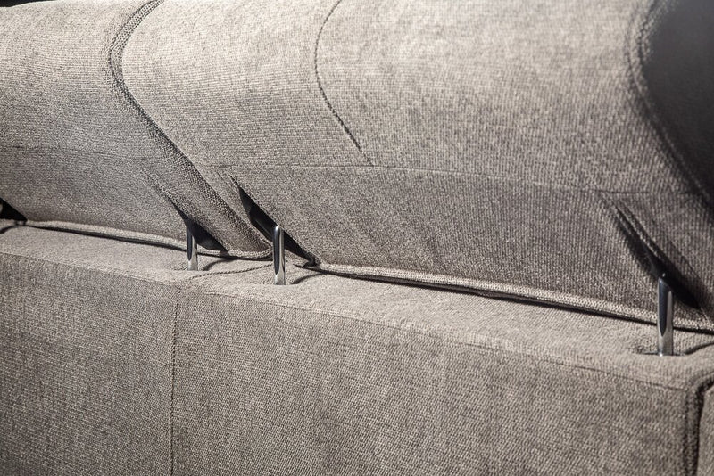 Savvy 5-Piece Linen-Look Fabric Sectional with Adjustable Headrests, Cupholders and USB Port - Grey