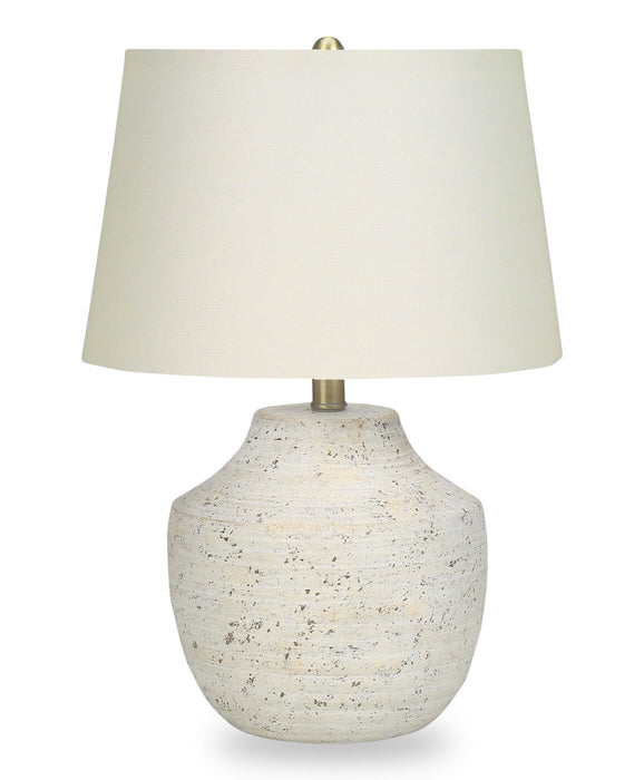 20\" Cream Textured Concrete Table Lamp with Ivory Shade