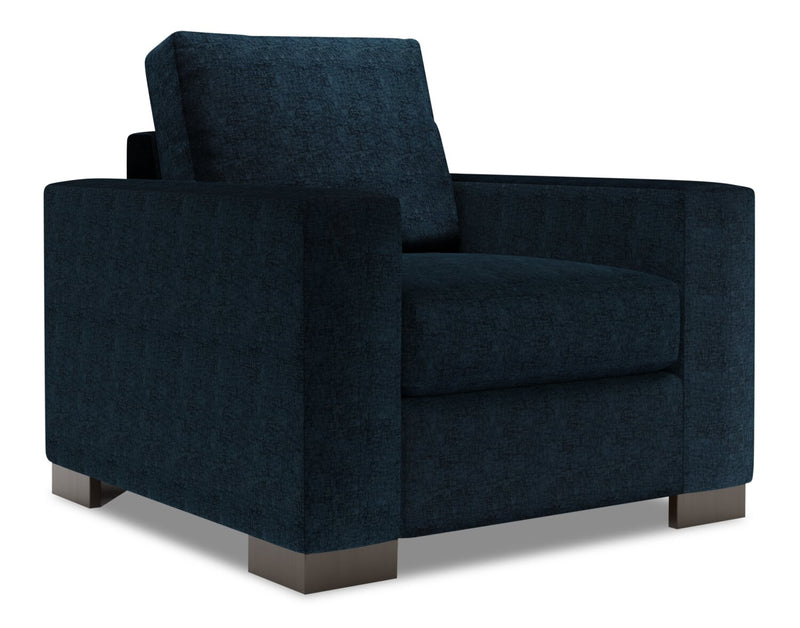 Made in Canada Sofa Lab Customizable Track 38\" Chenille Fabric Chair with Track Arms - Luxury Indigo Blue
