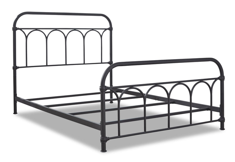 Nora Metal Bed with Headboard & Frame, Black - Full Size