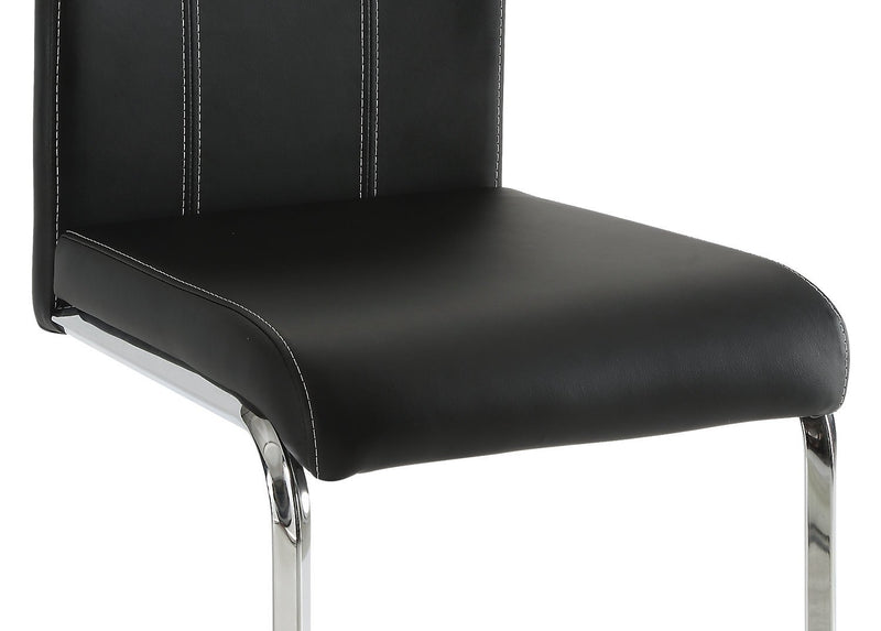 Tuxedo 7pc Dining Set with Table & 6 Chairs, Glass Top, Pedestal Base, 72\"W - Black