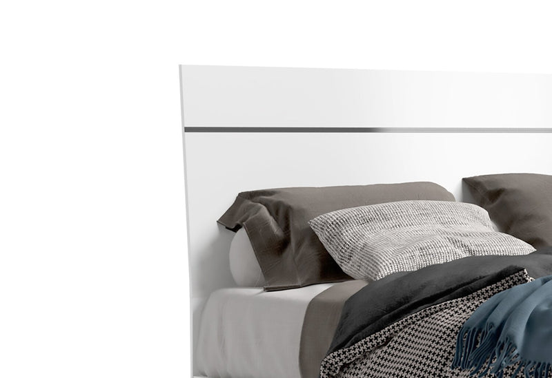 Raia 5pc Bedroom Set with Panel Bed, Dresser & Mirror - Made in Italy, Modern, White - Queen Size