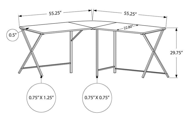 Lidia 55.25\" L-Shaped Corner Office Desk - Grey