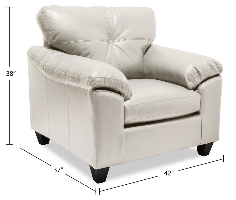 Made in Canada Addison 42\" Leather-Look Fabric Chair with Removable Seat Cushion and Tufting - Beige