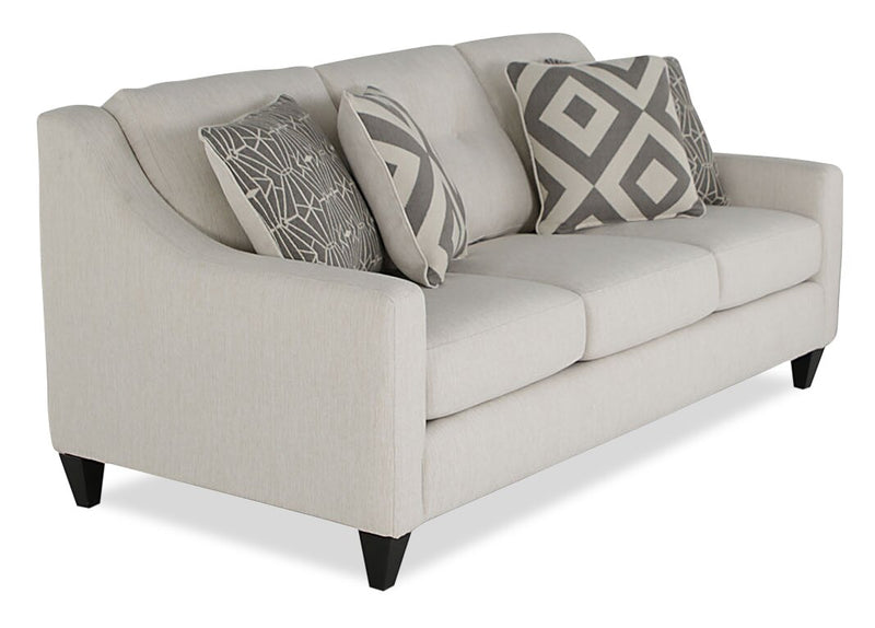 Made in Canada Cindy Crawford Home Kylie 78\" Linen-Look Sofa with Wood Legs - Zeus Pearl