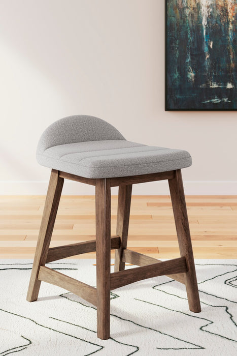 Jovi Counter-Height Stool with Linen-Look Fabric, Wood - Grey