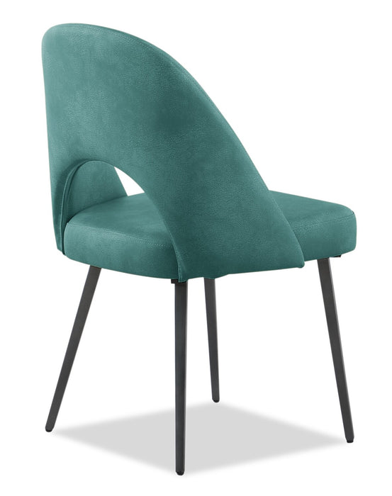 Kort & Co. Bay Dining Chair with Vegan Leather Fabric, Metal - Aqua
