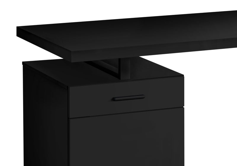 Remi 47.25\" Reversible Office Desk with Drawer & Cabinet - Black