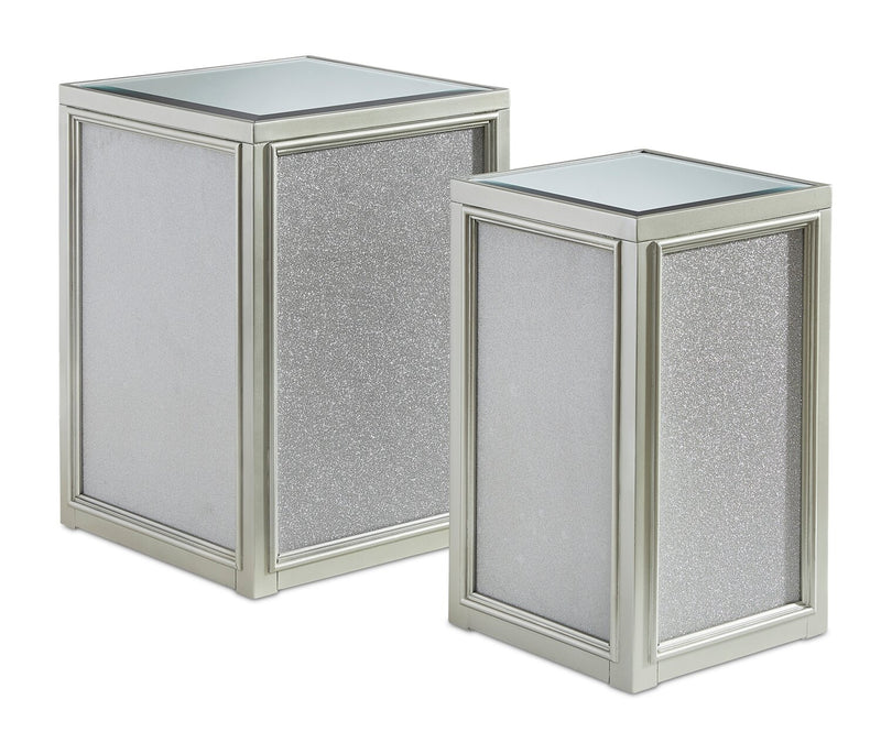 Enrica 16.13\" Glam Square Glass Top End Table - Silver Finish
