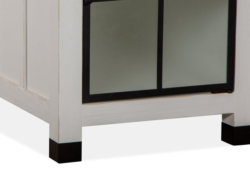 Harper 20\" Modern Glass Door Chairside Table with Storage - White Pine