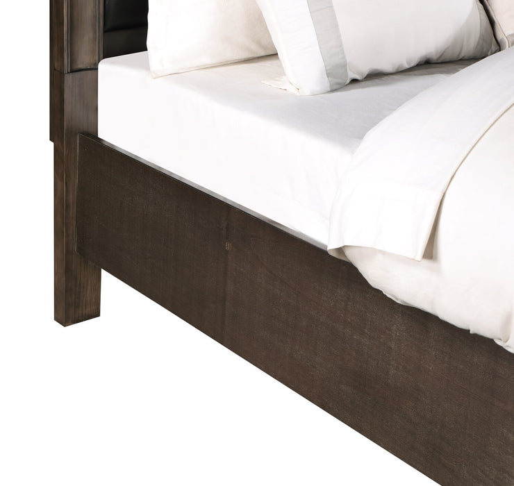 Kane Platform Storage Bed with Headboard & Frame, Vegan Leather, Brown - King Size