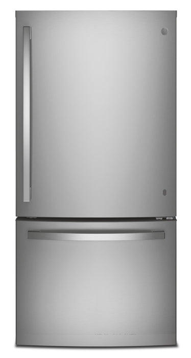GE 33\" 24.9 Cu. Ft. Bottom-Mount Refrigerator - Stainless Steel Fingerprint Resistant  - GDE25EYKFS