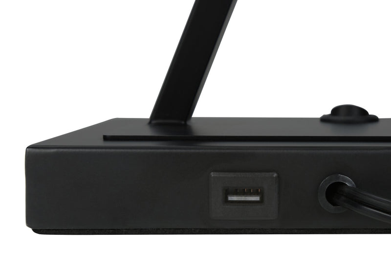 25\" Black Metal Table Lamp with USB Charging